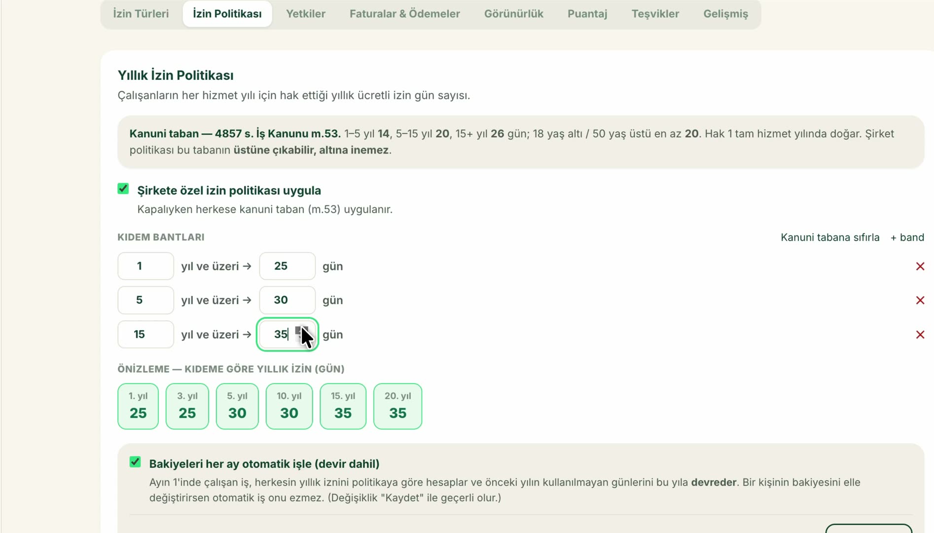 Defterly İK ayarları demosu